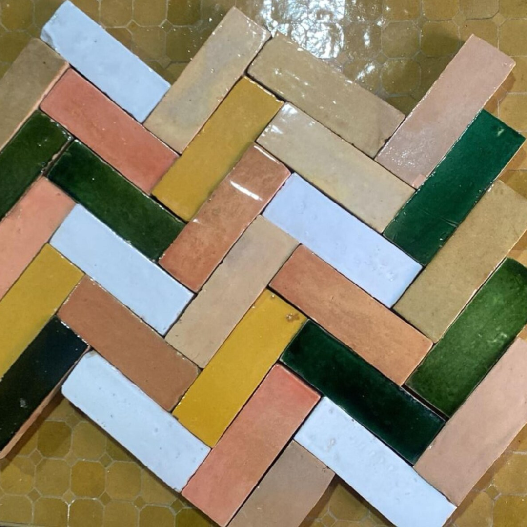 Moroccan Zellige Bejmat Tile - 15x5 cm Glazed - for Wall, Floor, Indoor and outdoor