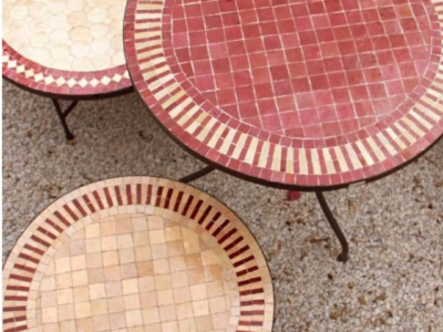 Moroccan Zellige Tile Table: Mosaic Patio Dining Table, All Sizes available